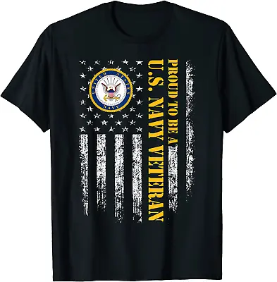 Vintage American Flag Proud To Be A US Navy Military Veteran T-Shirt S-5XL • $18.99