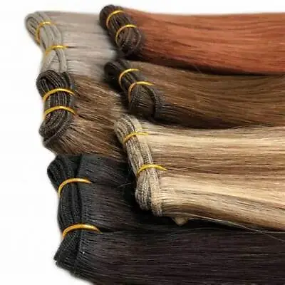 Double Weave Sew In Weft Hair Extensions 100%Real Brazilian Remy Human Hair 100g • $46