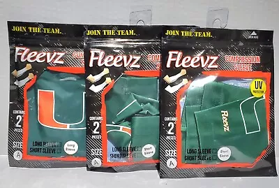 Fleevz Compression Sleeve 2 Short And 1 Long Size A University Of Miami Lot Of 3 • $13