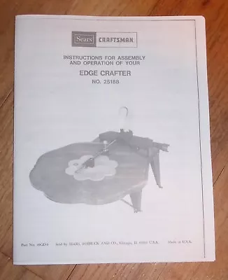 Sears Craftsman Edge Crafter Owners Manual 25188 • $15.95