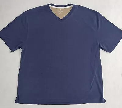 Burma Bibas V-Neck Shirt Mens XL Blue Textured Ribbed Blend Soft • $22.99