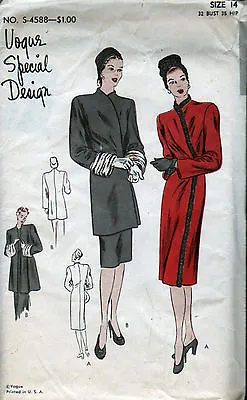 UNUSED 1945 VOGUE SPECIAL DESIGN Sewing Pattern + LABEL - COATS - Bust 32 • $44.99