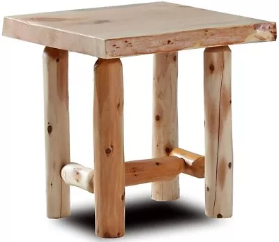 $150 • Buy Rustic Pine And Cedar Log End Table Cabin Furniture Live Edge Slab