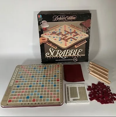 Vintage Scrabble Game Deluxe Edition Replacement Pieces Maroon/Red Wooden Tiles • $2.99