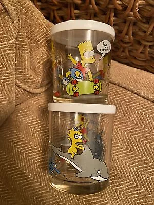 £12.99 • Buy 2 Simpsons Nutella Glasses - Bart & Lisa With Maggie - Nutella 2000