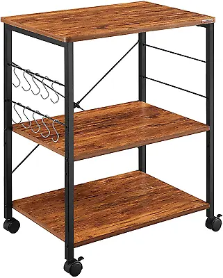 Compact Kitchen Stand With 3-Tier Rolling Utility Microwave Oven Rack For Small • $98.99