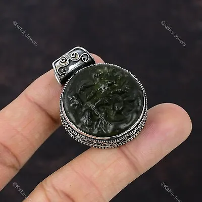 Natural Moldavite Gemstone Pendant Vintage 925 Sterling Silver Jewelry For Women • $25.80