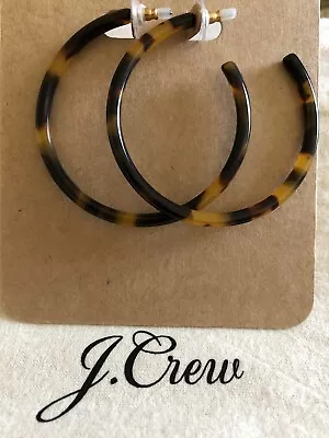 NWT J.Crew TORTOISE Large Open HOOP EARRINGS! Sold Out! Authentic! • $23.99