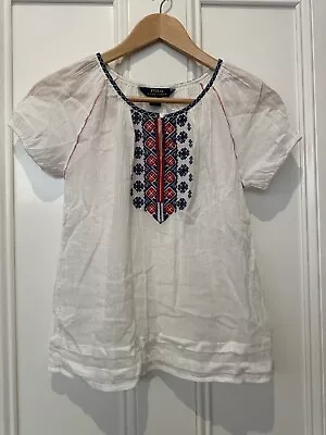 Girls Kids POLO RALPH LAUREN White Embroidered Peasant Top Size 12 (New) • $34.95