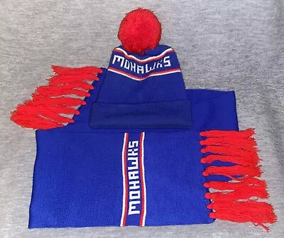 Muskegon Mohawks Knit Winter Hat And Scarf IHL Hockey Blue Red • $80