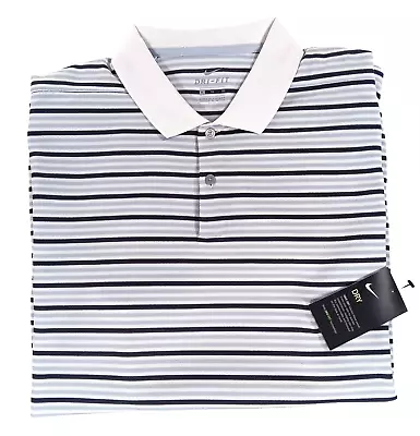 Nike Golf Men's XL Victory Stripe Dri-Fit Gray/White Golf Polo Shirt • $32.95
