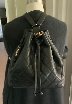 Chanel  Vintage Black Backpack DAMAGE Please Read • $1500