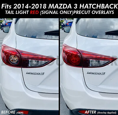 $13.99 • Buy RED Tail Light Rear Signal Overlays PreCut Tint For 14-2018 Mazda 3 HATCHBACK 