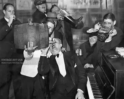 Funny End Of Prohibition Celebration Photo - 1933 Vintage Drinking Bar Wall Art • $11.95