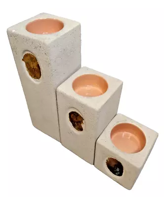 PartyLite Votive Tea Light Candle Holders Square Medallion Wheat Textured Lot 3x • $15.29