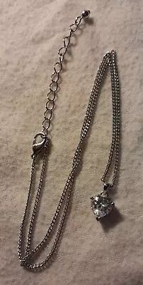 £0.99 • Buy Silver-Tone Swarovski Crystal Stone Heart Shaped Pendant Necklace - Unworn