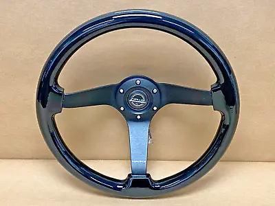 SALE NRG Steering Wheel Black Wood Grain 350mm Black Chrome Spokes ST-036BK-BK • $135