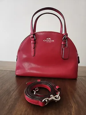 NWOT Coach Peyton Leather Mini Domed Satchel F32582 True Red Crossbody Bag Purse • $75