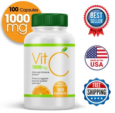 Vitamin C  1000mg 100 CAPS Vitamina Capsules 1000 Mg Immune System EXP 2026 • $11.95