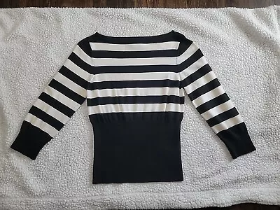 George ME By Mark Eisen Women’s SZ M (8/10) Knit Sweater Top Striped 3/4 Sleeves • $12