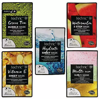 £1.99 • Buy Technic Face Mask Packs All Skin Type Masks Normal Dry Oily Bubble Sheet