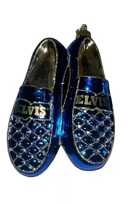 Kurt Adler Elvis Presley Blue Suede Shoes Glass Ornament 5 Inch EP4161 • $18.69