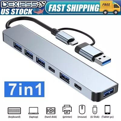 7 In 1 Multiport USB-C Hub Type C To USB 3.0、2.0 Adapters For Macbook Pro/Air • $12.50