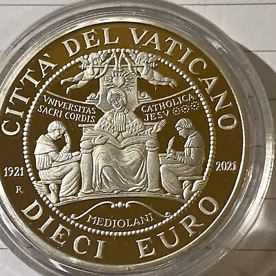 Vatican 10 Euro Silver Proof 2021 Sacro Cuore. 3300 Minted • $110