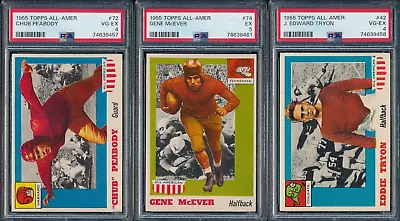 1955 TOPPS ALL AMERICAN FOOTBALL LOT #42 TRYON 72 PEABODY PSA 4 #74 McEVER PSA 5 • $55.99