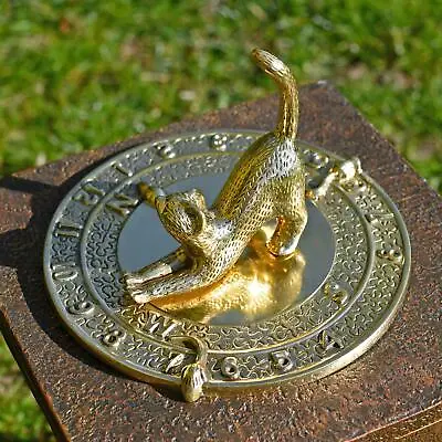 £50 • Buy Solid Polished Brass Cat Garden Sundial - 18cm