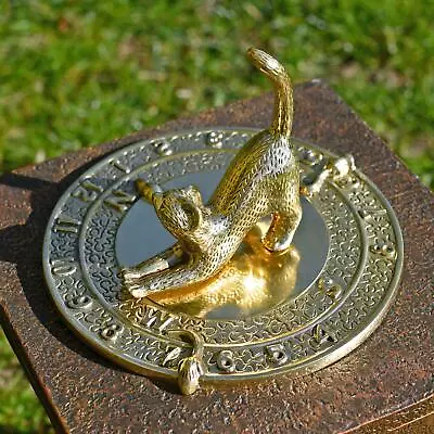 Solid Polished Brass Cat Garden Sundial - 18cm • £50