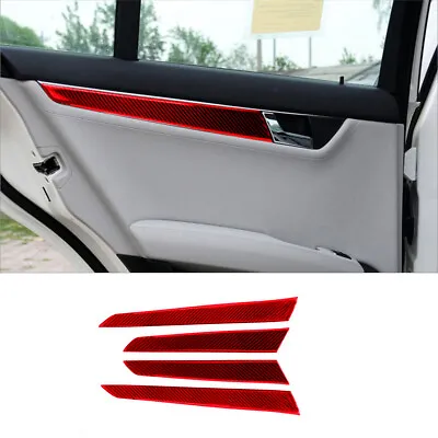 Red Carbon Fiber Interior Door Panel Cover Trim For Mercedes-Benz C-Class W204 • $24.70