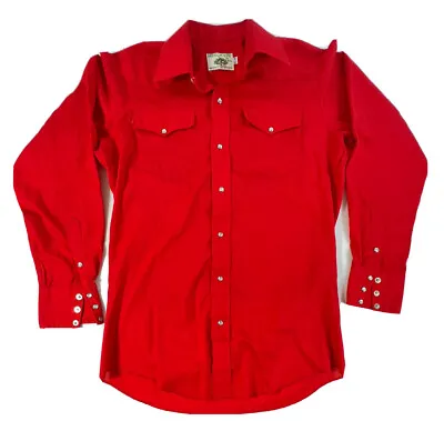 Vintage Mesquite By Niver Western Pearl Snap Shirt Red 15.5-34 Long Sleeve • $24.99