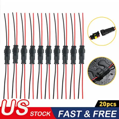 $10.59 • Buy 20Pcs Male & Female 2 Pin Way Plug 20 AWG Car Electrical Wire Cable Connector