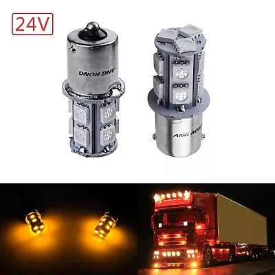 2x Hella HGV Truck BA15s 1156 P21W LED Turn Signal Indicator Sidelight Amber 24V • $9.24