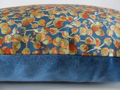 Liberty Arts Eliza Ditsy Linen Mix Floral & Blue Velvet Fabric Cushion Cover  • £29.50