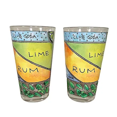 Mojito Glasses Bartender Ingredients 15 Oz Unique Bar Ware Drink Glasses • $34.02