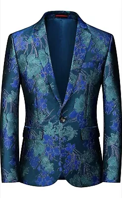 Men's Paisley Tuxedo Jacket Funky Floral Suit Jacket Blazer Casual Blazer Sz 30 • $79