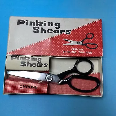Vintage Household  Pinking Shears Chrome 7 Inch W Original Box Made In Japan • $11.89