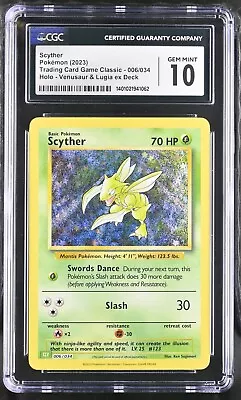 Scyther Holo 006/034 | CGC 10 | POKEMON ENG Trading Card Game Classic CLV • $24.20