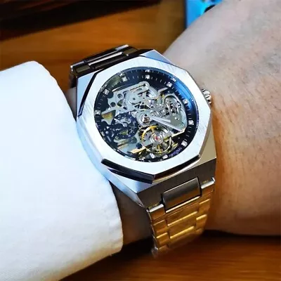 £29.99 • Buy FORSINING Tourbillon Mechanical Watch For Men Automatic Steel Strap Skeleton Men