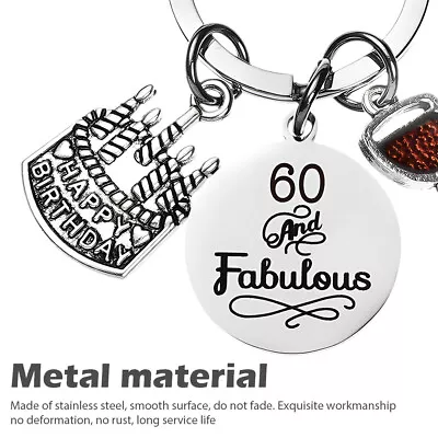 60th Birthday Keyring Collection Mum Dad Fabulous Pattern Teen Stainless Steel • $6.59