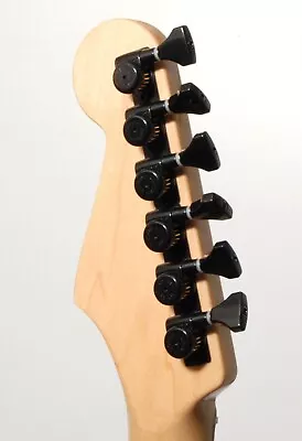 Hipshot BLACK 6-InLine Grip-Lock Non-Staggered Open-Gear Guitar Tuners W/UMP Kit • $64.30