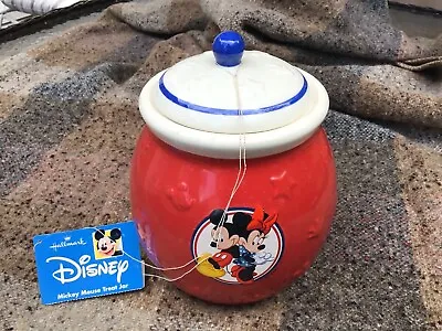 Disney Mickey And Minnie Mouse Red Embossed Dog Treats Cookie Jar/Canister Lid • $49