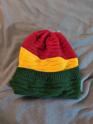 SPENCER'S GIFTS - Red Yellow Green Rasta Beanie Hat- Adult One Size  • $12