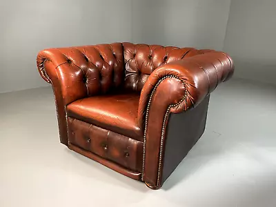 EB6346 Vintage Chesterfield Club Chair Oxblood Leather Retro VCHE • £275