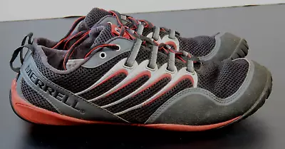 Merrell Barefoot Sneaker Men's 9.5 Trail Glove Running Lace Up Shoes Black Red • $27.95