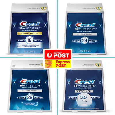 $12.95 • Buy Crest 3D Teeth Whitening Strips Radiant Express Treatment Level 8 18 24 28 30 