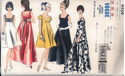 Vintage Vogue 6924 60s Special Design Evening Dress Sewing Pattern 16 B36 • $29.99