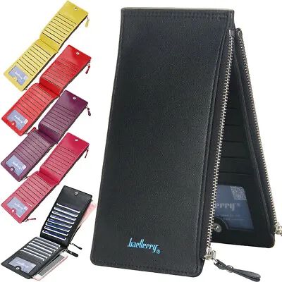 $6.78 • Buy Thin Leather 15 Card Slots Organizer Wallet For Men Women Phone Holder Clutch US